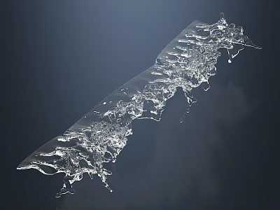Elongated Transparent Water Flow Structure With Irregular Texture On Dark Background 3d model