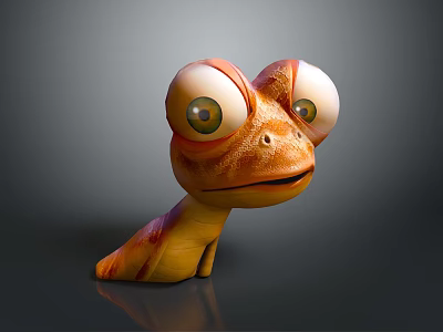 Cute Game and Movie Character with Big Round Eyes and Orange Yellow Body 3d model