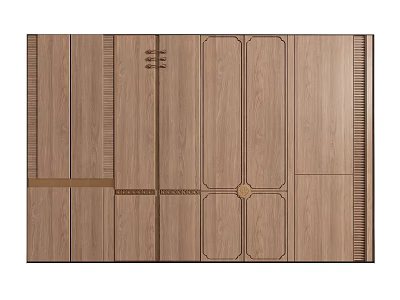Wooden Wall Panel Design With Spliced Patterns And Decorative Lines 3d model
