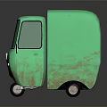 Vintage Green Small Van With Rounded Body Dark Windows And Black Wheels