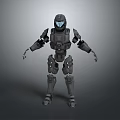 Gray Armored Mechanical Robot Figure With Detailed Joints And Sci Fi Design