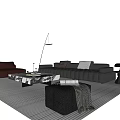 Elegant Leather Sofa and Marble Coffee Table Set with Cushions Brown Armchair and Floor Lamp