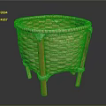 Handwoven Natural Wicker Basket With Sturdy Wooden Legs For Daily Living Use