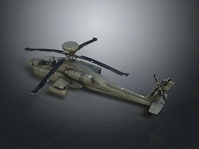 Military Helicopter With Rotors Radar Dome And Weapon Systems In Military Green Design 3d model