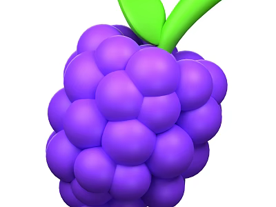 Fresh Plump Purple Grapes With Green Leaves On White Background 3d model