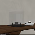 Modern Textured Square Table Lamp With Black Base On Wooden Table And Beige Wall