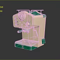 Vintage Coffee Machine with Pink Body Green Base and Classic Knobs Design