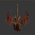 Fantasy Red Brown Lion Head Dragon Wings Game Movie Character Design