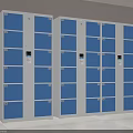 Blue And White Multiple Compartment Lockers With Electronic Locks For Public Storage 3d model