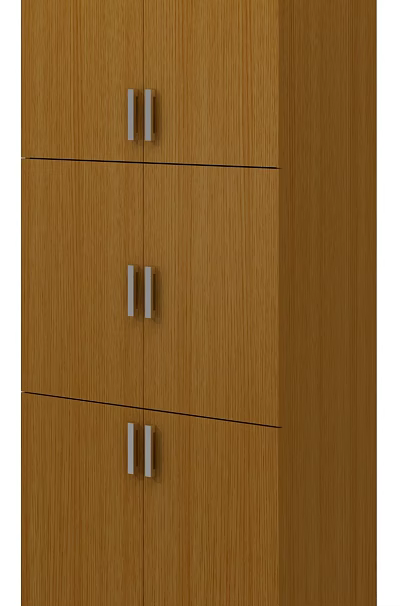Wooden Storage Cabinet with Double Doors Silver Metal Handles and Vertical Compartments for Home Organization 3d model