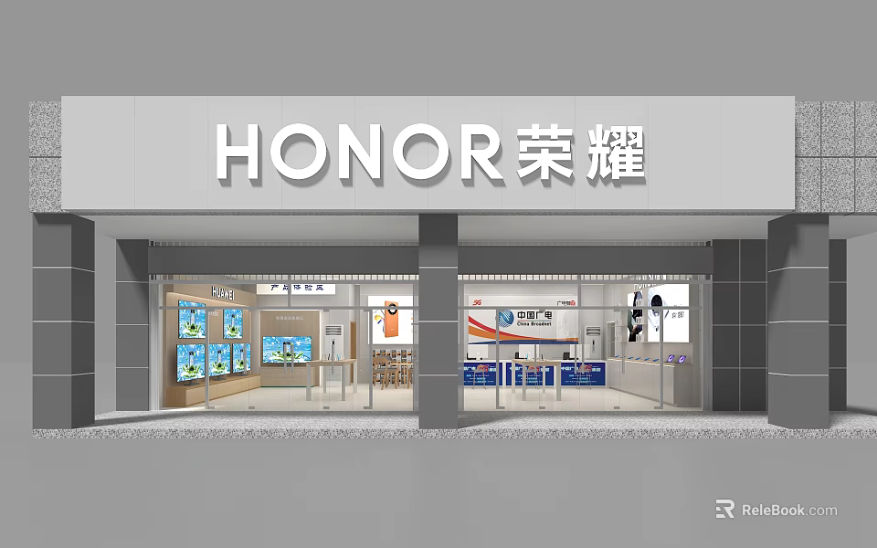 HONOR Modern Retail Store Displaying Latest Mobile Phones And Electronic Products 3d model 