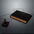 Vintage Retro Electronic Game Console With Black Joystick Controller And Orange Accent 3d model