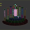 Elegant Decorative Display Equipment With Circular Platform Columns Green Panel And Decorative Top