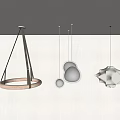 Modern Pendant Lights with Circular Wooden Ring Spherical Metal Ivory Shell Shapes in Contemporary Interior