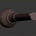 Wooden Household Item With Round Head Long Handle And Textured Surface