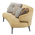 Cozy Yellow Multi Seat Sofa With Gray Brown And Patterned Decorative Pillows 3d model