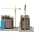 Construction Site With High Rise Buildings And Tower Cranes Under Construction 3d model