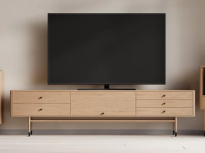 Wooden TV Stand With Drawers And Modern Design For Living Room 3d model