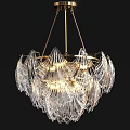 Modern Luxury Glass Chandelier with Gold Metal Frame and Feather Shaped Design