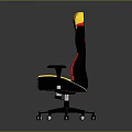 Stylish Yellow Red Black Gaming Chair With Adjustable Armrests And Rolling Wheels