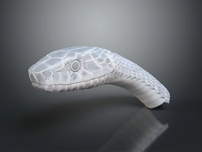 White Snake Head Shaped Medical Device With Scaled Texture And Circular Component 3d model