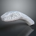 White Snake Head Shaped Medical Device With Scaled Texture And Circular Component 3d model