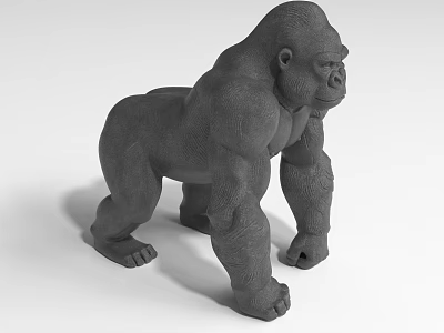 Realistic Gorilla 3D Model Character With Muscular Build And Standing Pose 3d model