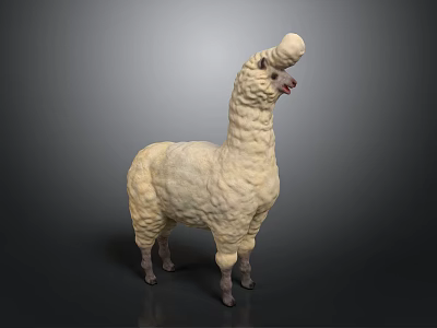 White Alpaca Stuffed Animal Soft Plush Decorative Toy For Home Living 3d model