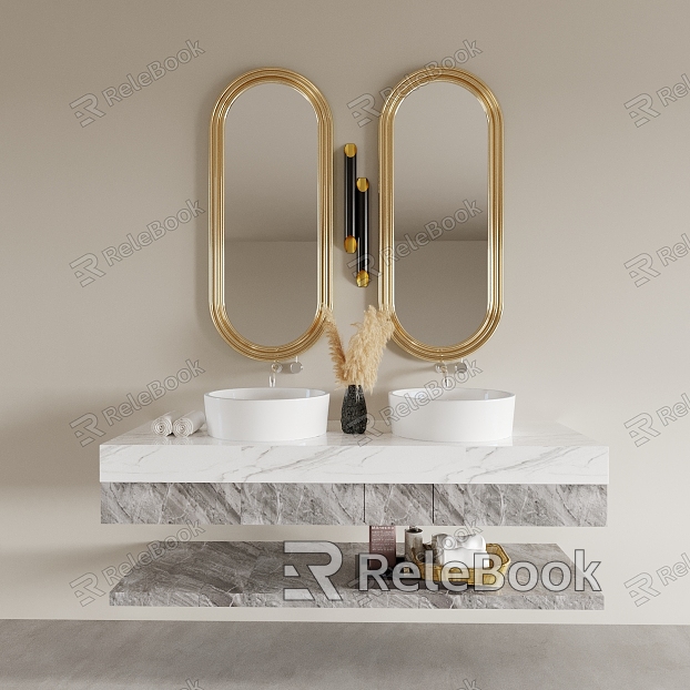 Wash basin bathroom cabinet mirror box model