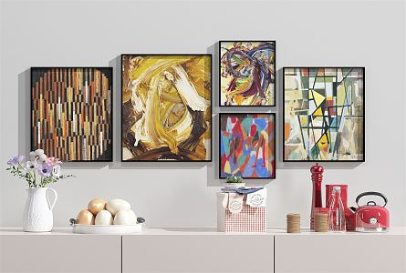 Modern Abstract Painting Abstract Hanging Painting Combination Ornaments 3d model