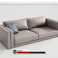 Comfortable Light Gray Two Seater Sofa with Blue Pillow Modern Design for Living Room 3d model