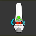 Sci Fi Weapon With White Body Red Circular Components Green Details And Blue Tubes