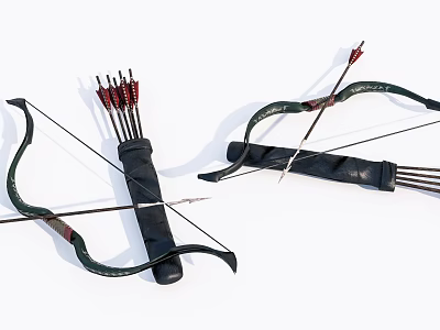 Traditional Bow and Arrow Weapon Set With Multiple Arrows For Hunting And Sports 3d model