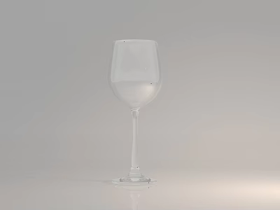 Transparent Wine Glass On Light Colored Tabletop With Gray Minimalist Background 3d model