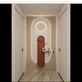 Cream Simple Style Arc Light Strip Grille Corridor End View Entrance 3d model