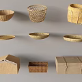 Woven Storage Baskets Various Styles for Home Organization Round Square and Lidded Designs 3d model