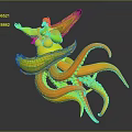 Cartoon Style Sea Witch Character With Purple Octopus Tentacles