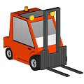 Orange Industrial Forklift Equipment with Cab Warning Lights and Forks for Material Handling