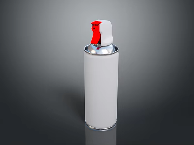 Household Spray Can With White Body Red Nozzle And Silver Top Design 3d model