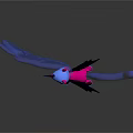 Pink Unicorn Pony With Black Wings Blue Starry Cloud Shapes And Reflection