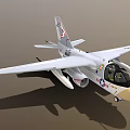 US Navy Fighter Jet Featuring White and Beige Visible Cockpit Missile Attachments Star Stripe Emblems