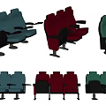 Multicolored Public Theater Seats With Blue Red Green Design And Comfortable Backrests