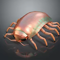 3D Rendered Woodlouse Featuring Copper Green Iridescent Shell And Multiple Legs On Dark Background