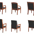 Different Design Office Chairs With Leather Seats Wooden Armrests And Backrests