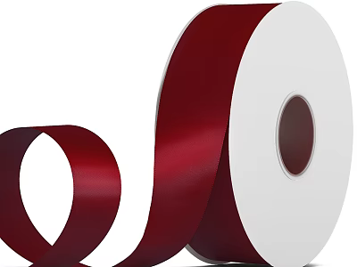 Shiny Red Satin Ribbon Roll For Decorative Gift Wrapping And Craft Projects 3d model