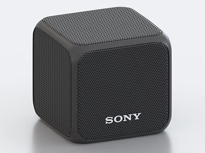 Sleek Black Sony Cube Speaker with Mesh Front Panel and Modern Compact Design 3d model