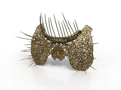 Decorative Metal Comb as Daily Living Essential With Intricate Design and Pointed Teeth 3d model
