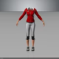 Red Activewear Set With White Accent Jacket And Gray Leggings 3d model