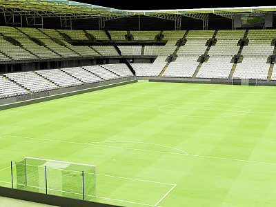 Modern Football Stadium With Green Pitch White Tiered Seats And Goalposts 3d model