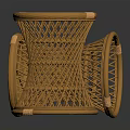 Handcrafted Natural Brown Wicker Stool With Round Frame And Intricate Woven Design